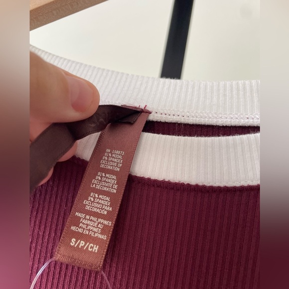 NWT Skims|| RINGER T-SHIRT LONG DRESS Soft Lounge Size Small, in Maroon - Picture 9 of 9